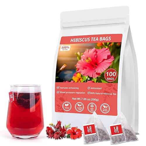 Bolsas de té de hibisco, 100% flores de hibisco naturales, té de hierbas que apoya la salud del corazón, aumenta el sistema inmunológico, sin