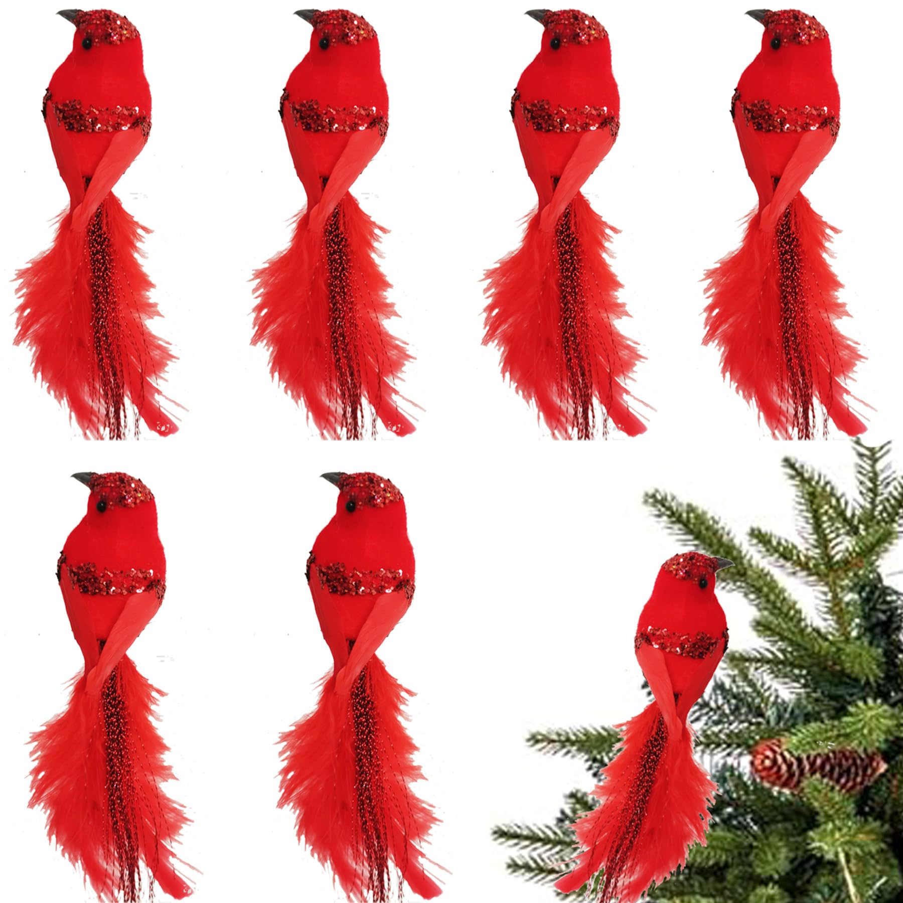 Décoration hivernale oiseaux rouges artificiels souvenirs de Noël en famille