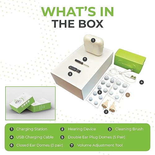 Miniatura 6 de Audífonos para personas mayores recargables con cancelación de ruido OTC - Amplificador auditivo digital, discreto e invisible - Funda de tamaño de