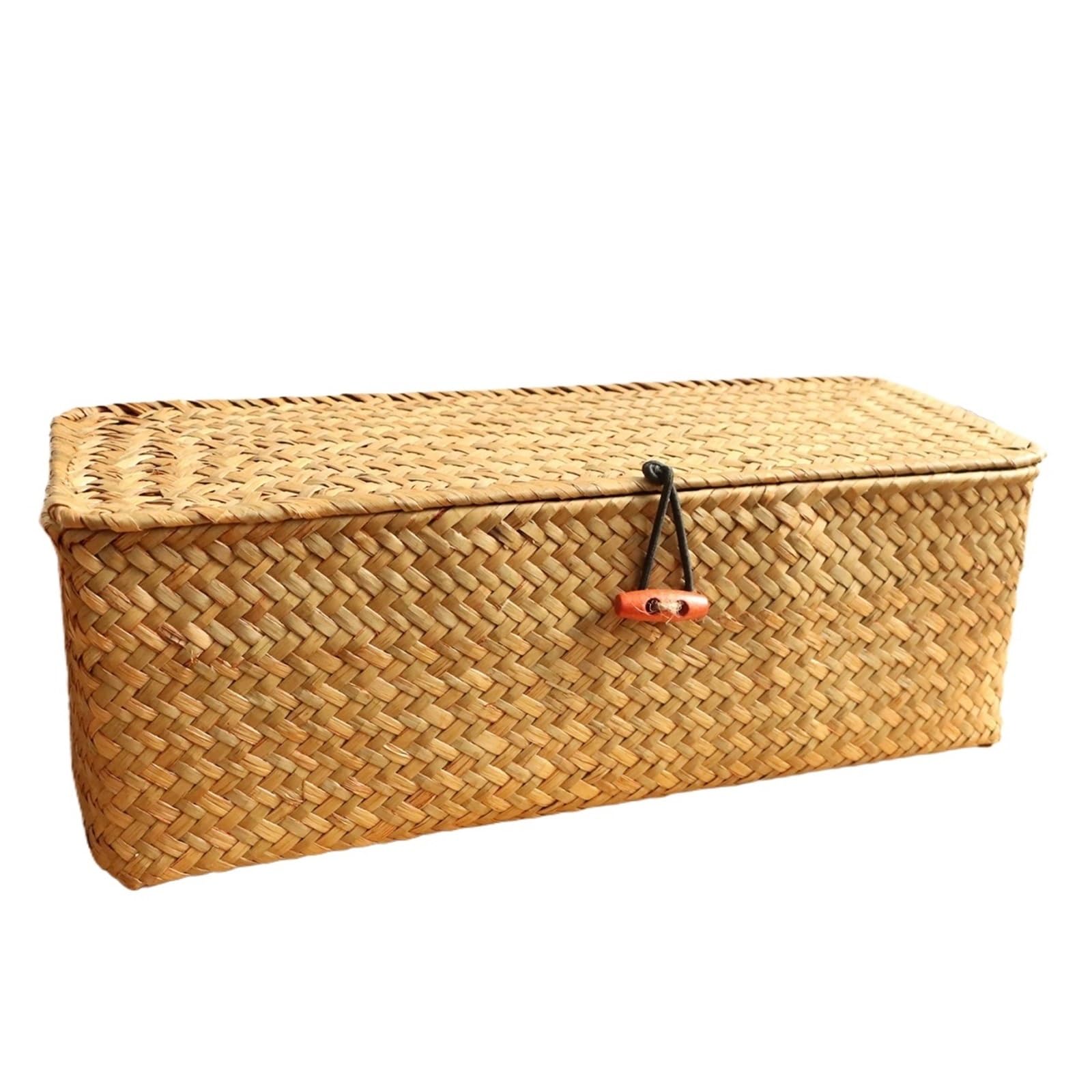 Seagrass Storage Basket 3 Grids Rectangular Small Woven Shelf Baskets Desktop Box, Toy Snack for Kitchen Cupboards
