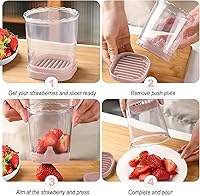 Vista 5 de Strawberry Slicer：Fruit Slicer Cup Veggie Salad Speed Cutter for Strawberries Egg Banana Mushroom Cucumber Kiwi the Kitchen Portable Slicing Tool