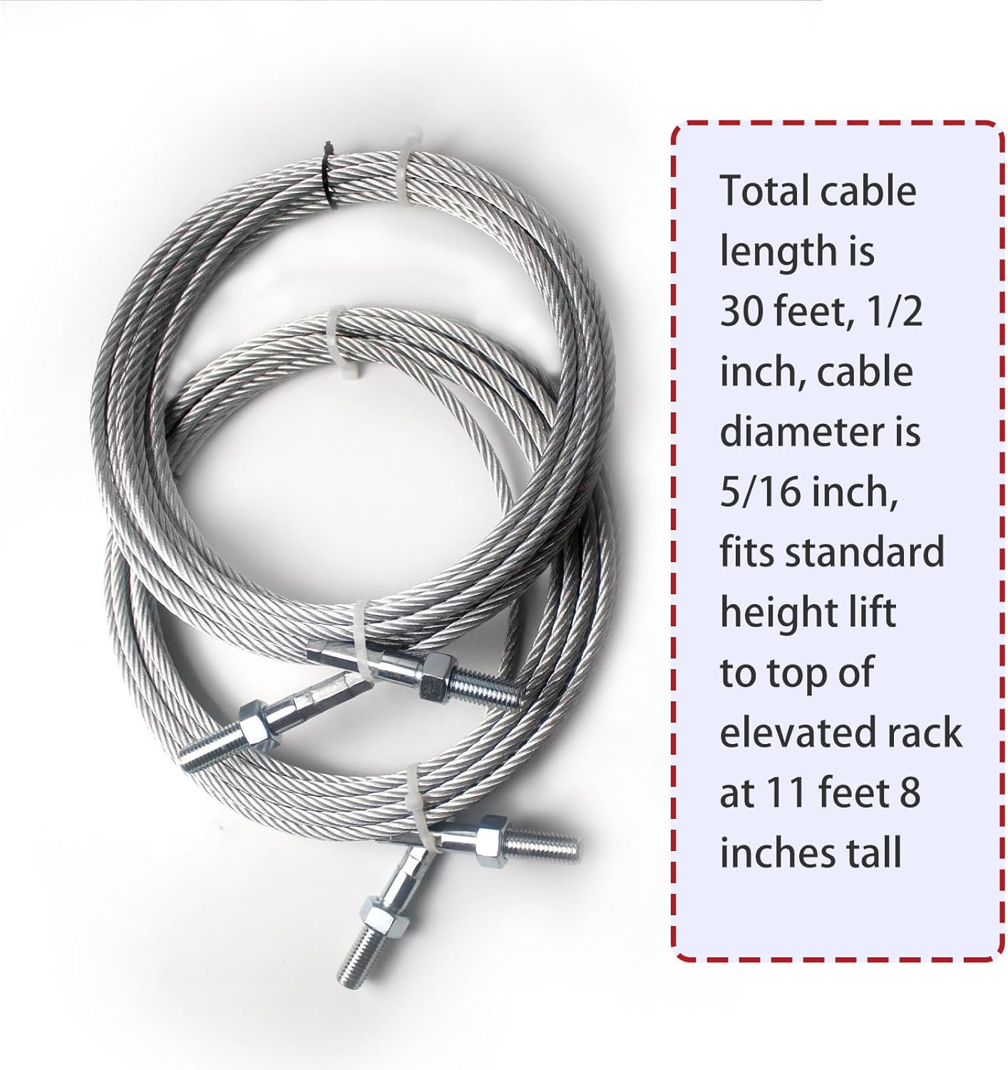 2 Set Equalizer Cables N372 Fit for Rotary Lift Model SPO10 Replace N372/BH7529-86, 30 Ft Silver
