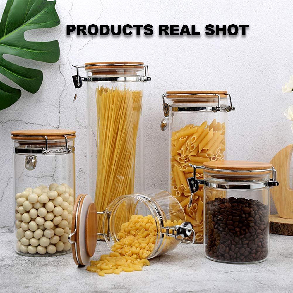 Vorratsdosen aus Glas, mit Bambusdeckel, luftdicht, Küchenbehälter für Lebensmittel, Vorratsdosen-Set für Tee, Kaffee, Snacks, 1200 ml, 3 Stück