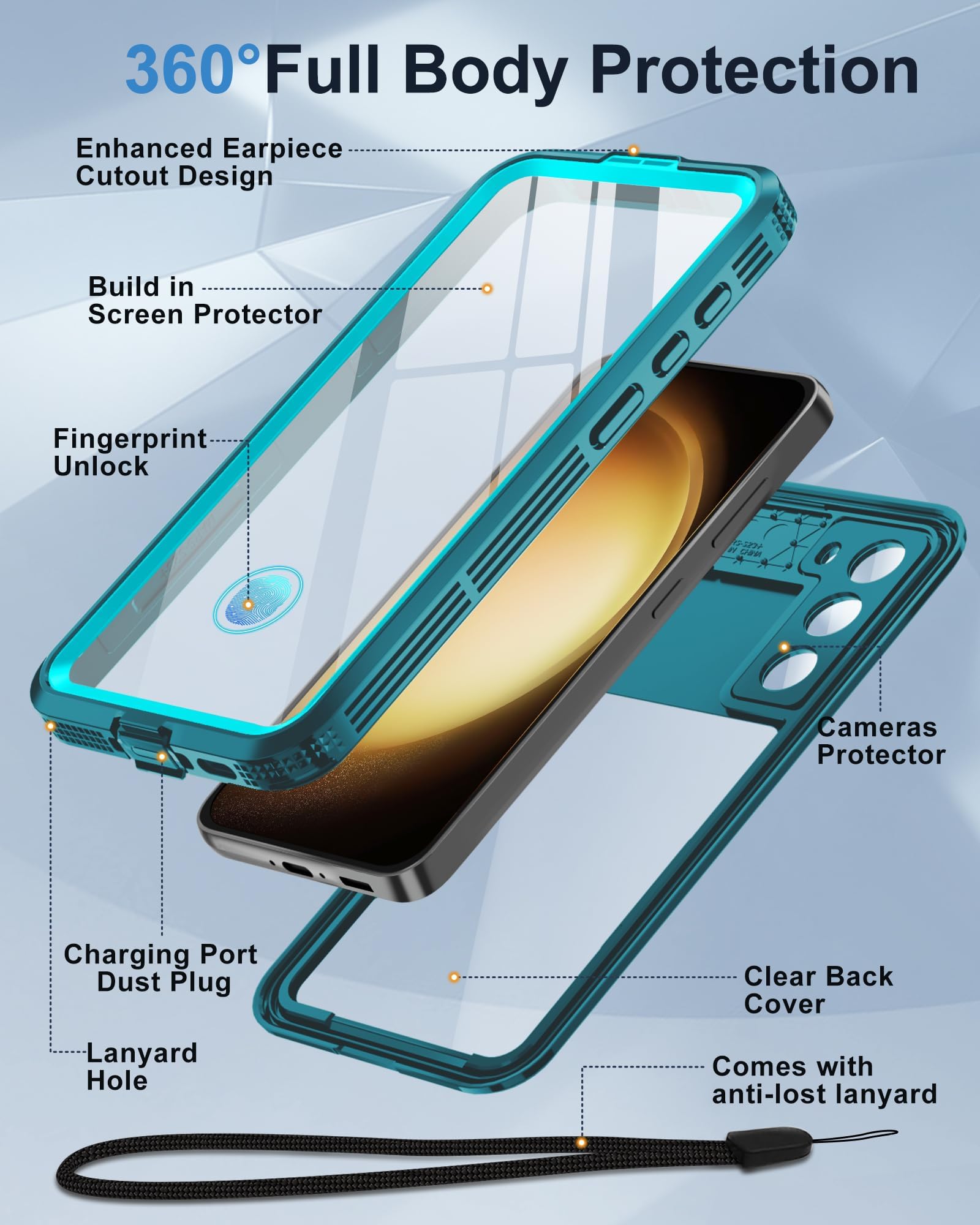 Custodia impermeabile per Samsung Galaxy S23, impermeabile IP68, pellicola protettiva integrata per lo schermo, magnetica, resistente, di grado militare, robusta custodia per telefono per S 23
