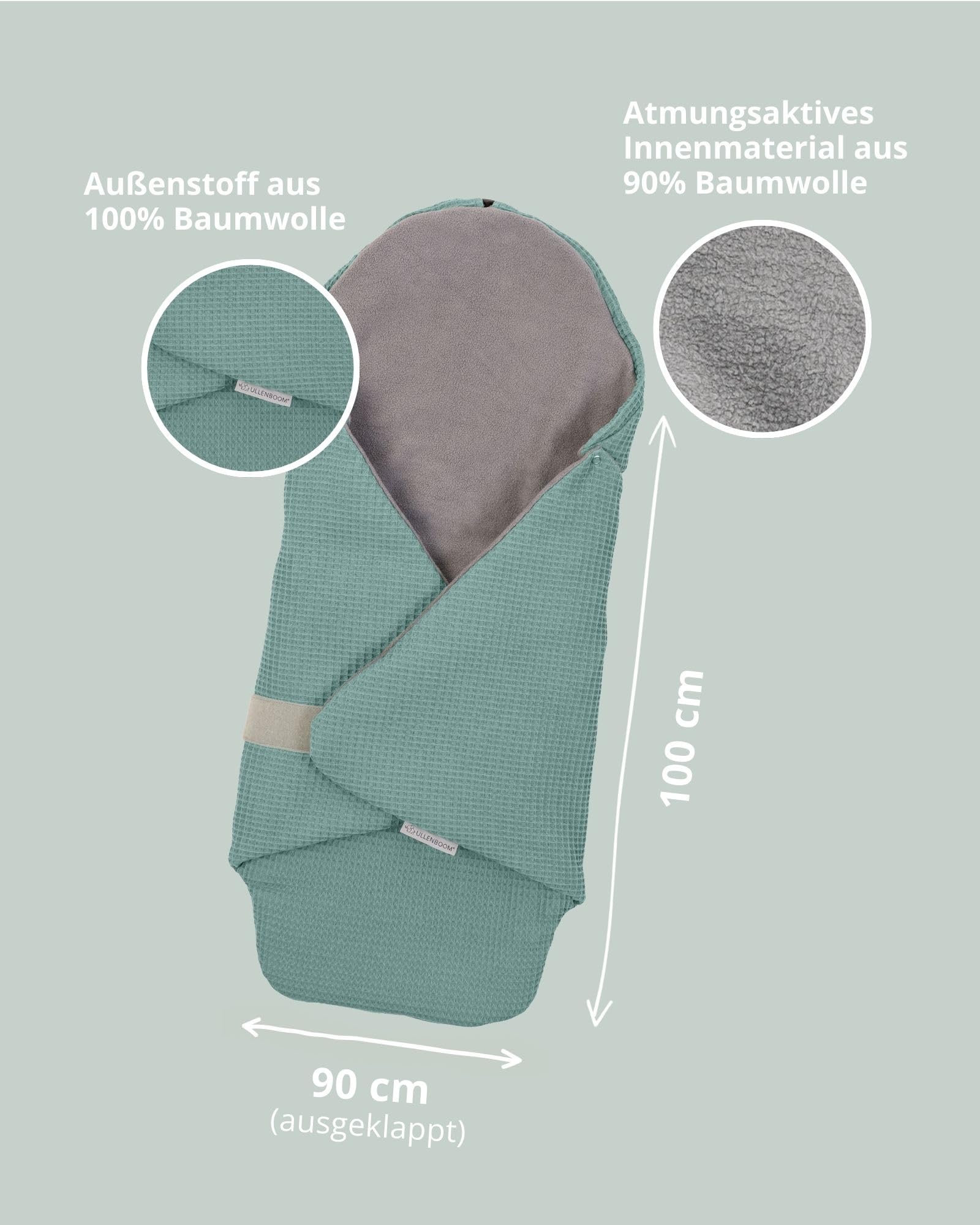 ULLENBOOM Einschlagdecke Babyschale Sommer – Oeko-TEX Materialien, Made in EU – Leichte Babydecke für Frühling & Sommer - Für Kindersitz, Kinderwagen & Buggy, 0-9 Monate (0,5 TOG)