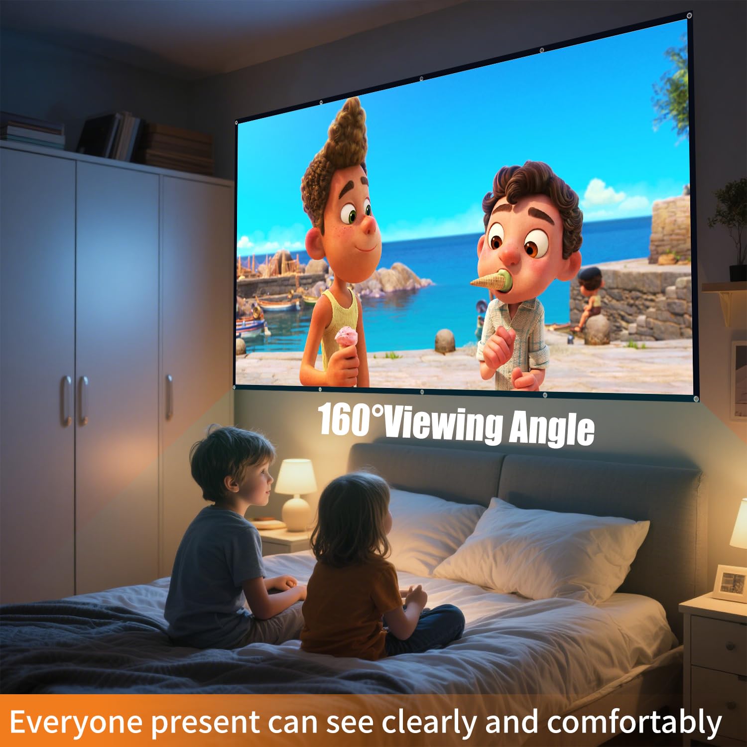 Écran de Projecteur 120 Pouces Pliable Anti-Plis Double Face pour Vidéoprojecteurs Cinéma Maison