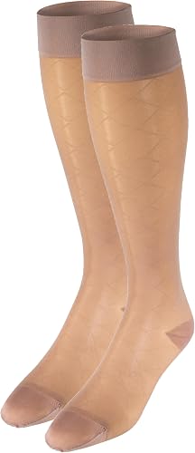 NuVein Sheer Compression Stockings, 15-20 mmHg Support, Women's Diamond Pattern 