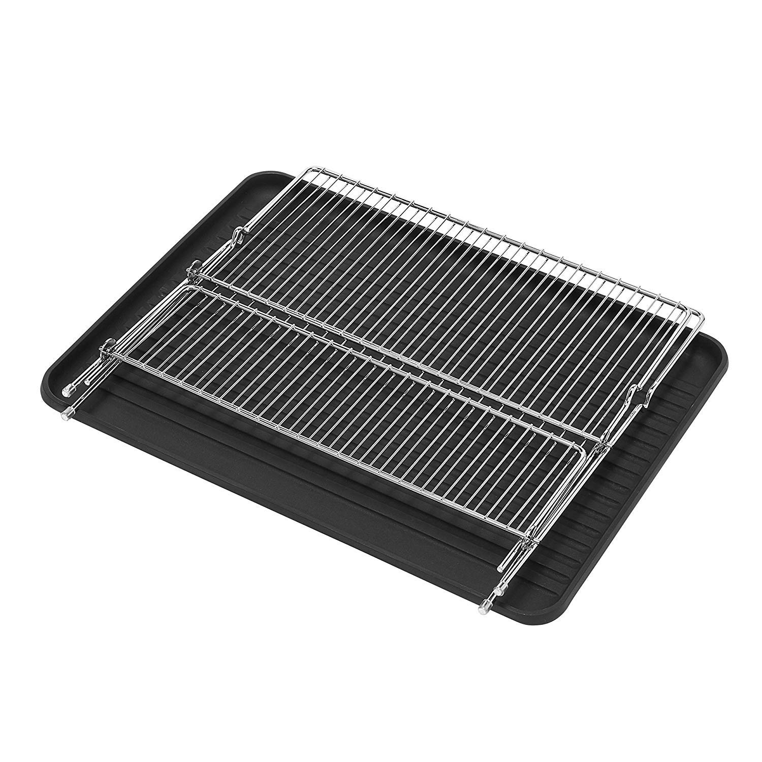 simplywire - Scolapiatti pieghevole - Rastrelliera con portaposate - Acciaio cromato