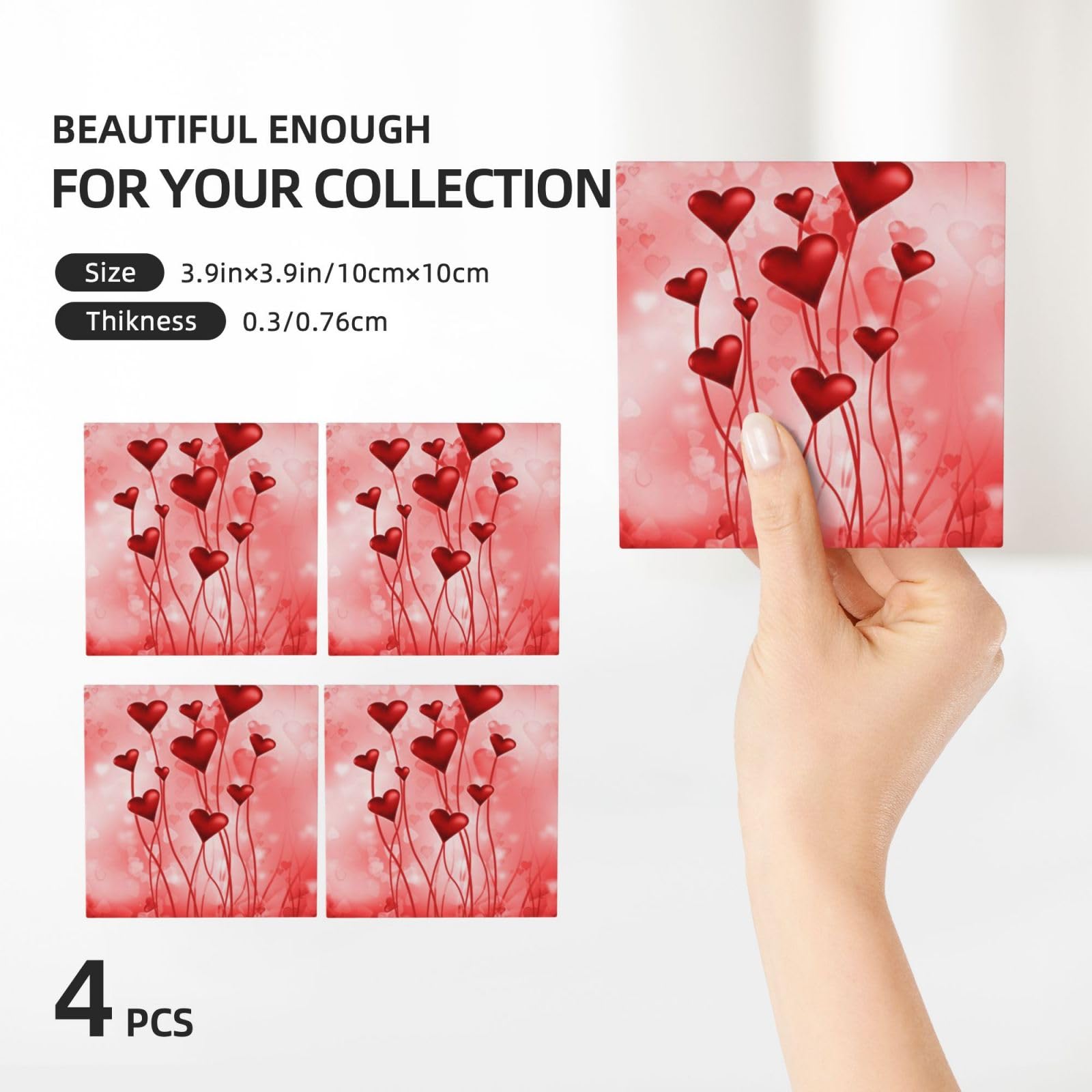 Cuore astratto stampato sottobicchiere in ceramica set di 4 sottobicchieri decorativi