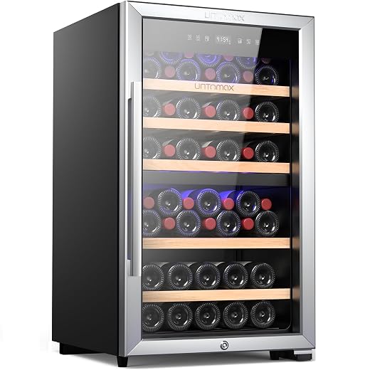 Wine Fridge Dual Zone 52 Bottles (Bordeaux 750ml),Wine Cooler Refrigerator Freestanding w/Lock,41F-68F Digital Temperature Control Compressor Wine Cellar, Fast Cooling Low Noise No Fog,20 Inch