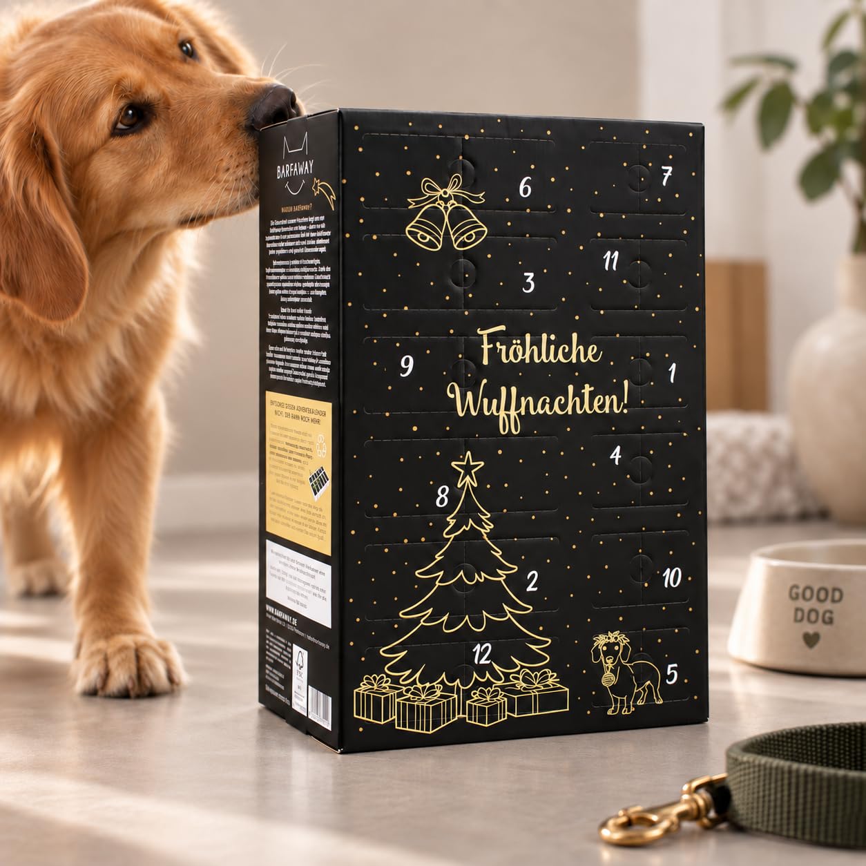 XXL Adventskalender für Hunde, 24 Verschiedene Überraschungen aus 100% Fleisch ohne Zusätze, Snacks, Kauartikel und Leckerlies