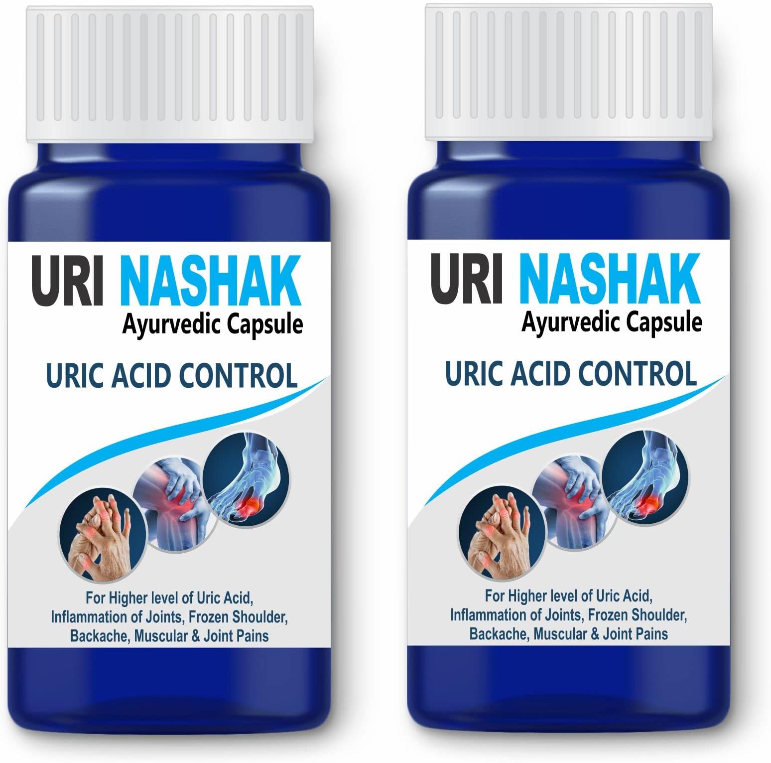 Ayurvedic Capsule | Controls High Uric Acid, Joint Pain Problems, Cleanses Uric Acid | Since 1972 (60 capsule x 2 Bottles= 120 capsule)