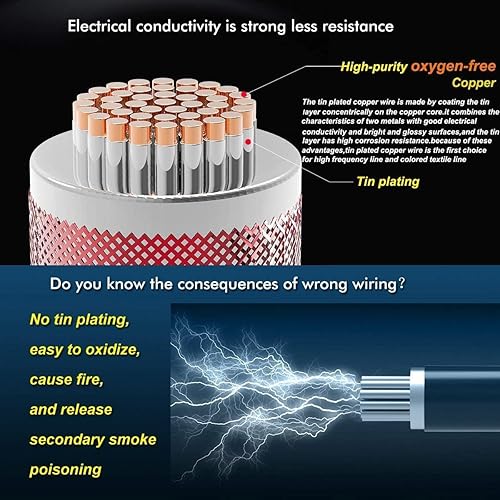 Vista 35 de Cable conductor de calibre 18 3, cable y cable de bajo voltaje trenzado recubierto de PVC de 18 AWG de 100 pies, cable de conexión de cobre estañado