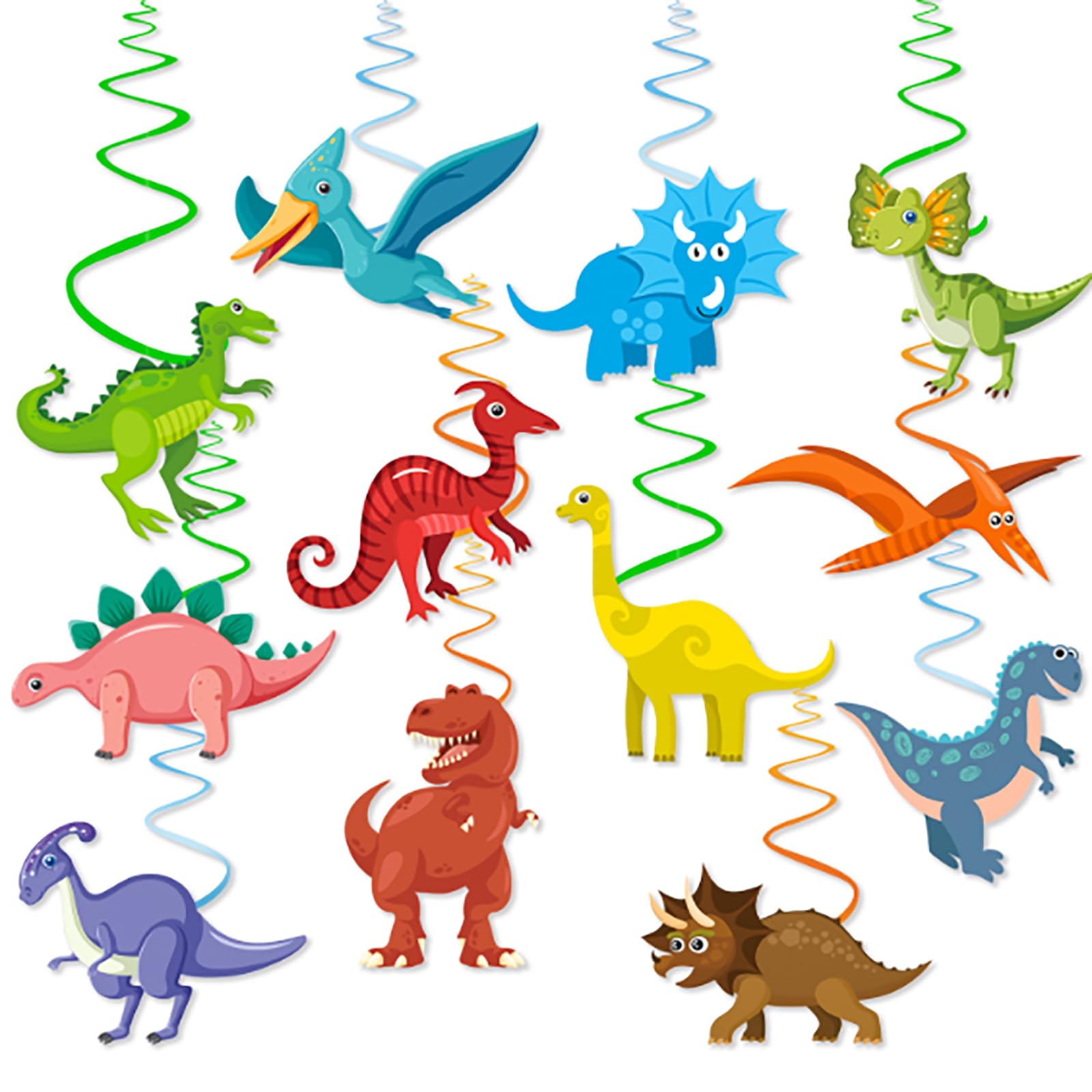 Alrens Dinosaur Birthday Decorations, 24PCS Dinosaur Party Decorations with Hanging Swirls, Dinosaur Decorations for Kids Birthday Parties, Festivals & Jungle Themed Events, Ideal Supplies for dinosau