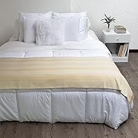 Vista 3 de Andean Vertical Lines - Manta de mezcla de algodón de alpaca, tejida suave y cálida, diseño a rayas, 72 x 52 pulgadas (marfil/dorado)