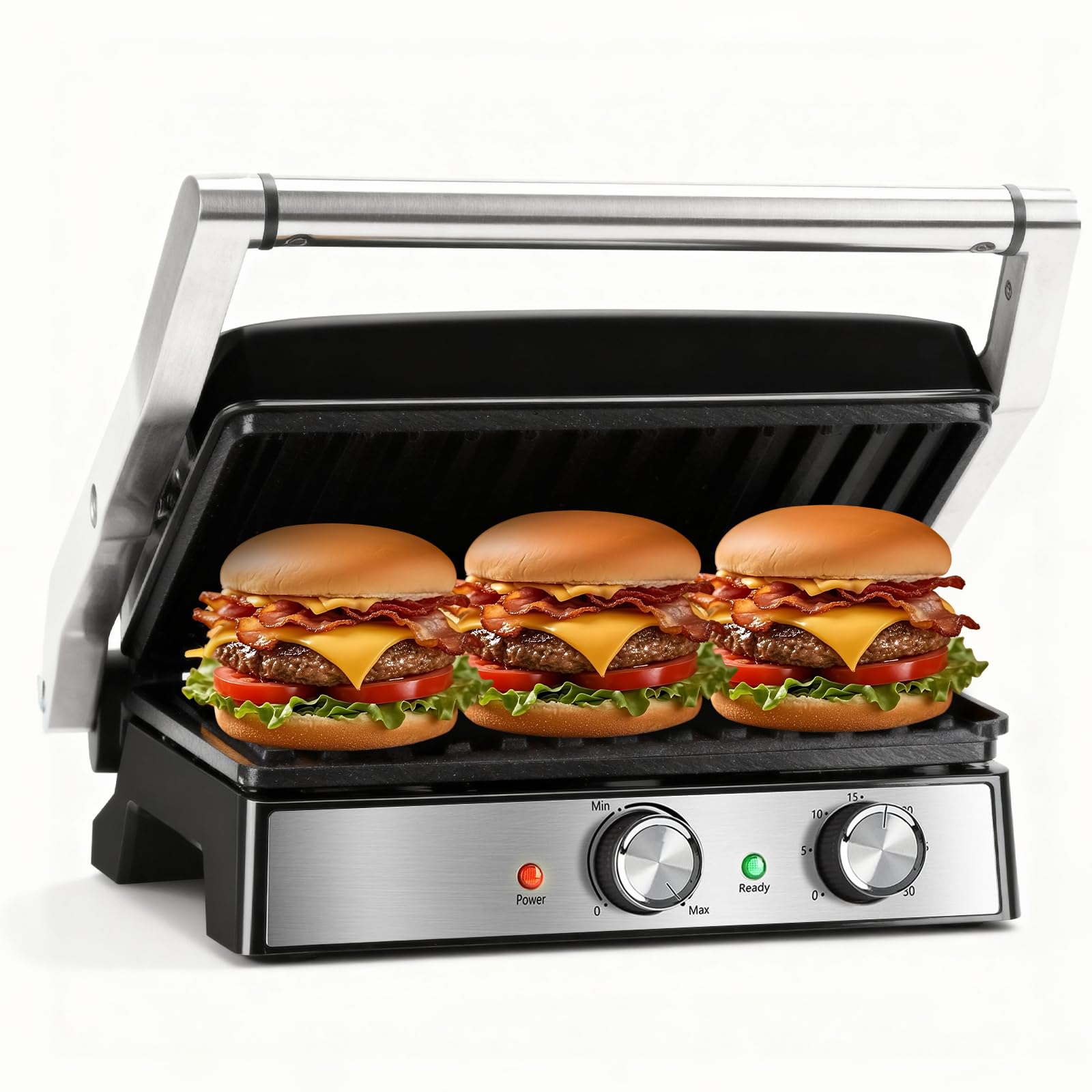KEINVE Kontaktgrill Keramikbeschichteter 2000 Watt Timer Sandwichmaker Panini Grill