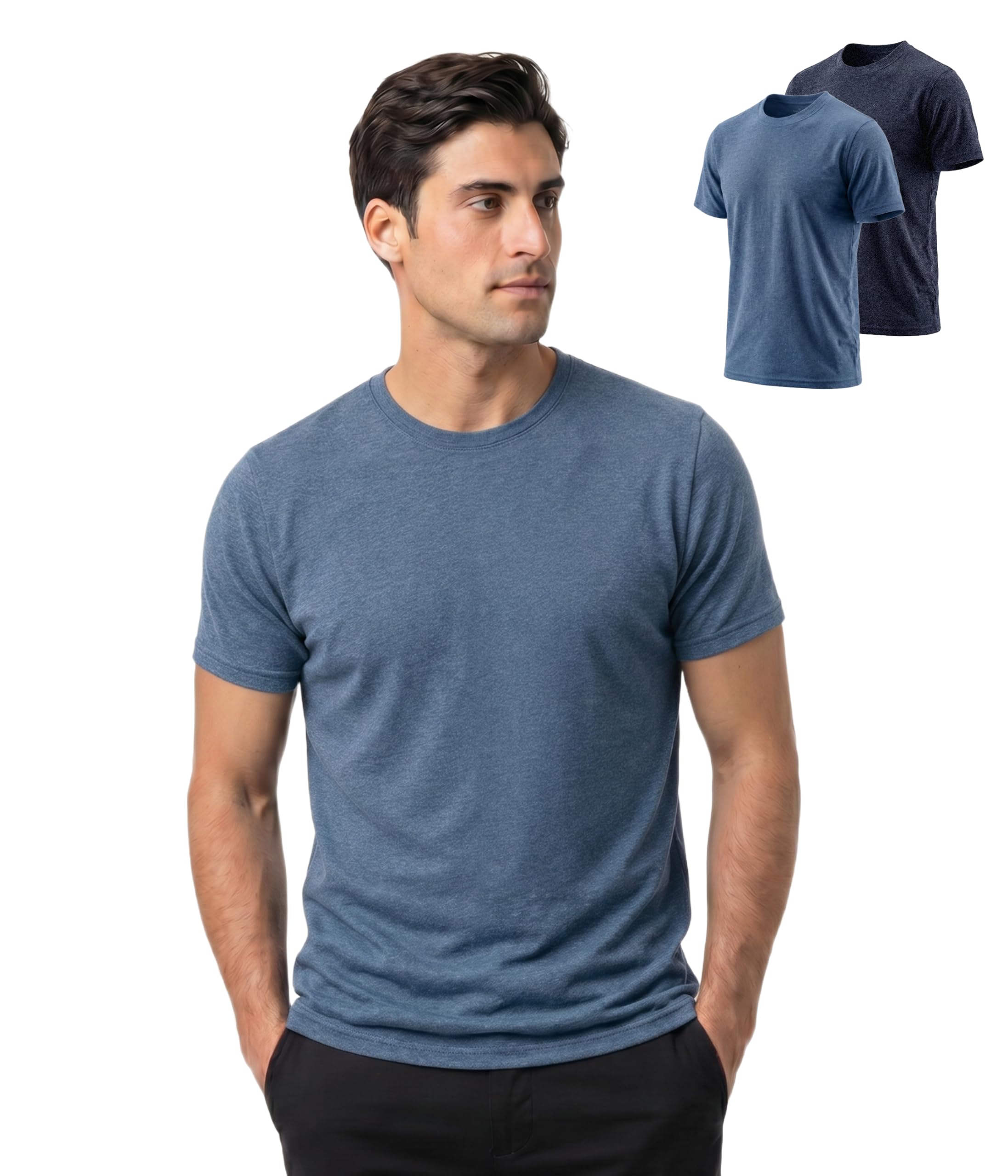 2 Pack Merino Wool T-Shirts for Men, Wool Short Sleeve Base Layer, Breathable Lightweight Undershirt Multicolor03 Large