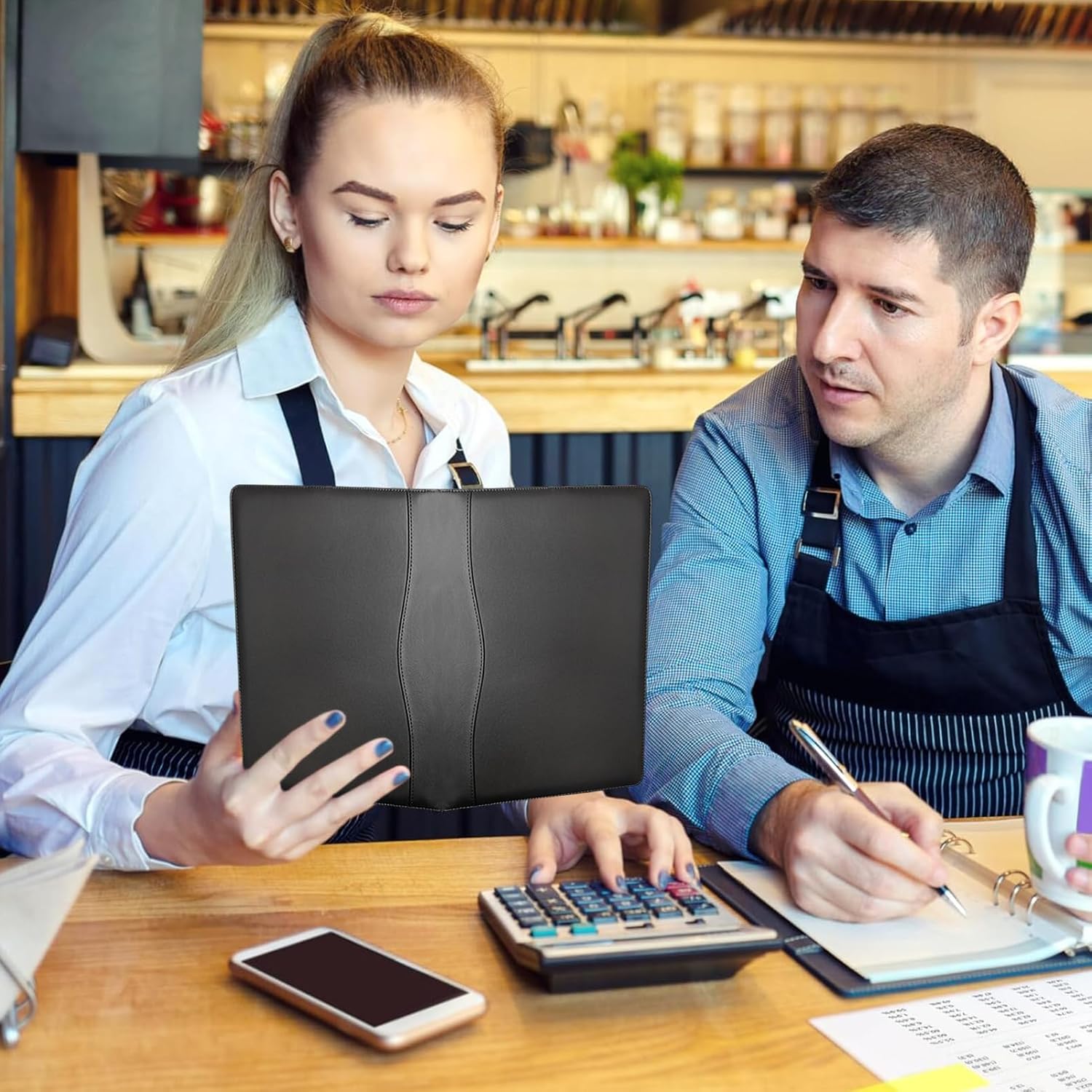 Leather Portfolio Binder 5 x 8, Mini Soft Leather Padfolio A5 Business Binder Legal Writing Pad Junior Size Document Organizer for Present Gift Kid Men Women Black - Image 7