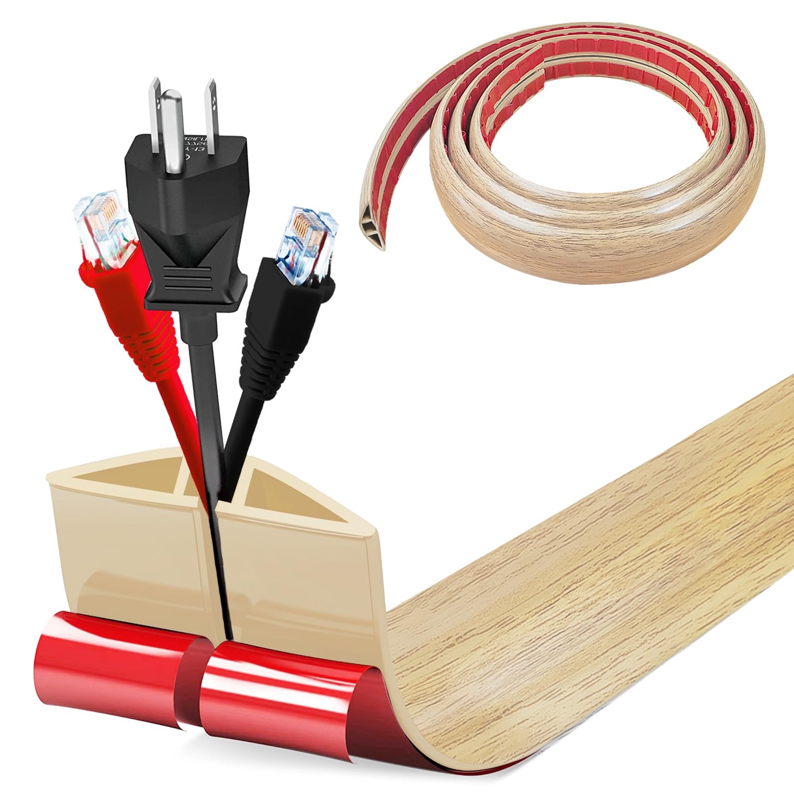 Pasacables Suelo, Canaleta Cables Suelo, 3.0M x2cm Protector de Cables para Suelo, Cubiertas de Suelo para Cables Autoadhesiva Montaje para Todos los Hogar, Oficina, Escuela,Almacén(Blanco-Redondeado) — view 74