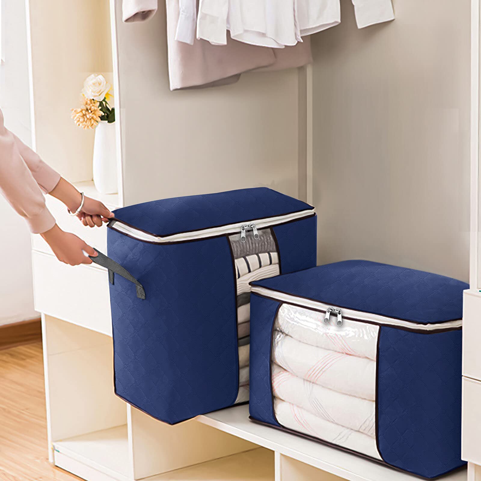 Sac de rangement pliable en tissu non tissé pour vêtements - Grande capacité - Gris foncé
