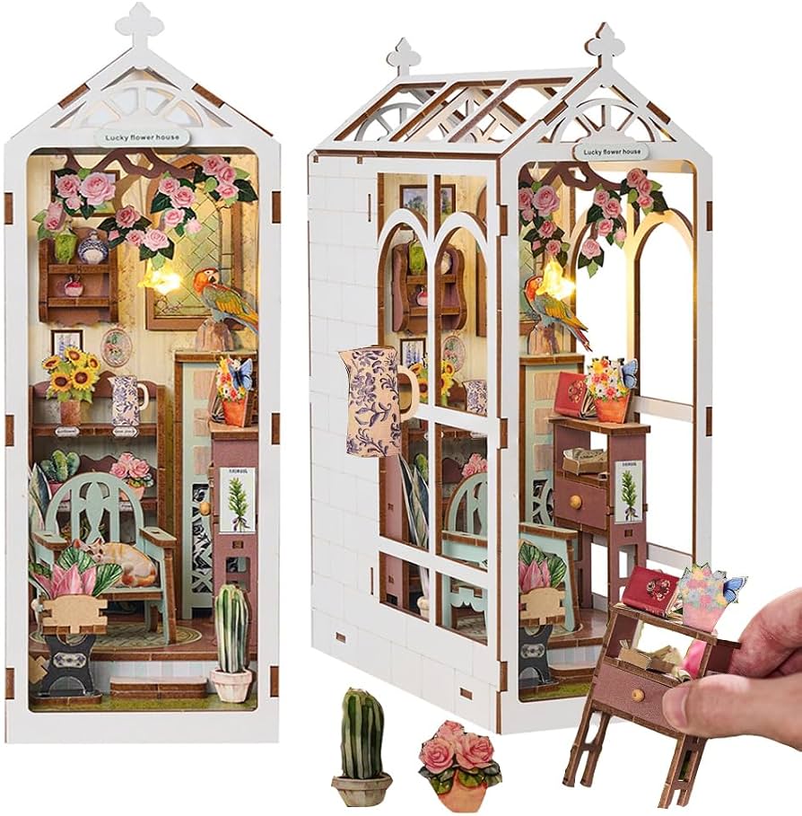 Book Nook Kit – Café En Miniatura Con Luz LED, 233 Piezas, DIY Para Estantería Y Regalo