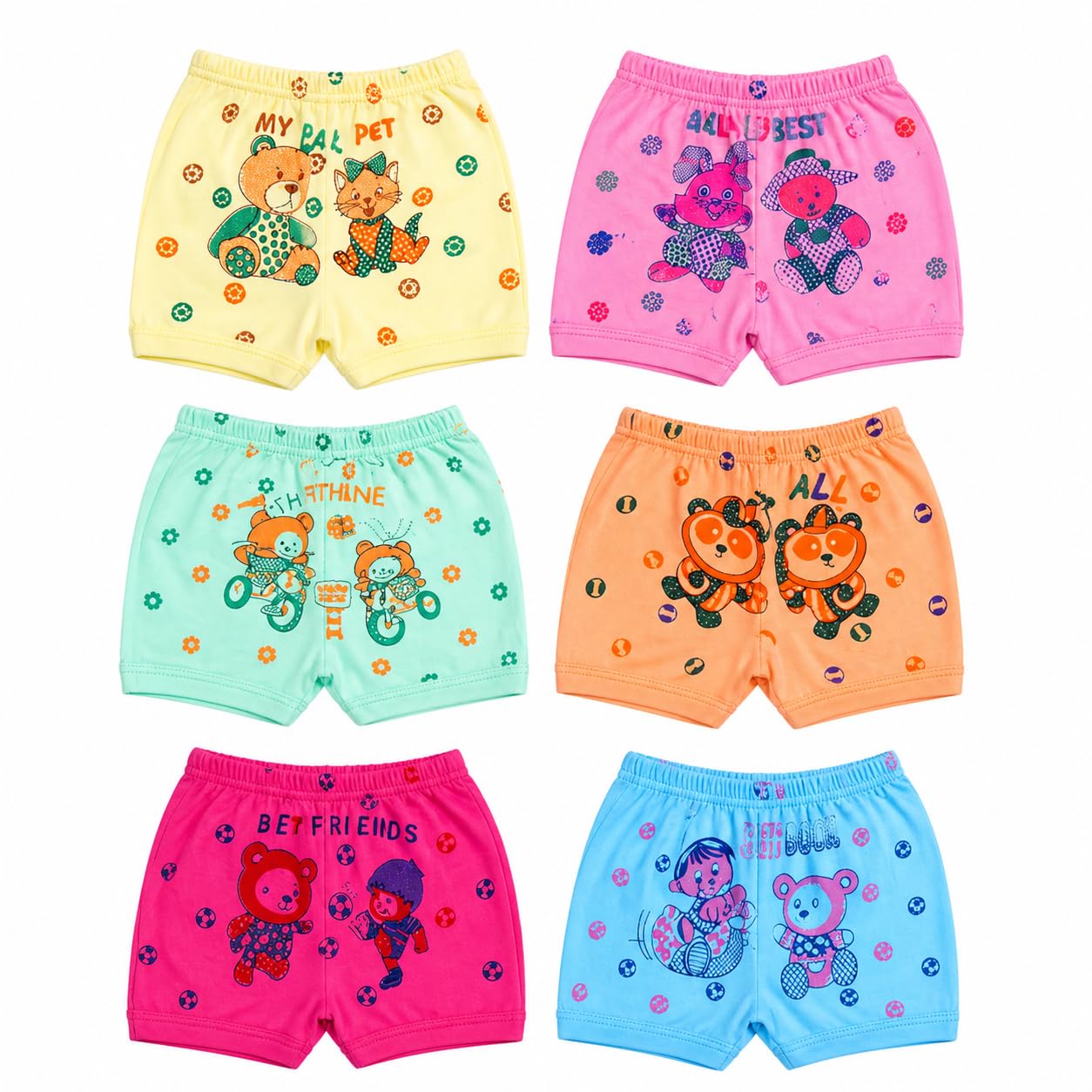 Baby Cotton Printed Shorts, Multicolour, 100% Cotton, Ultra Soft and Breathable, Toddler, Pack of 6-image-17