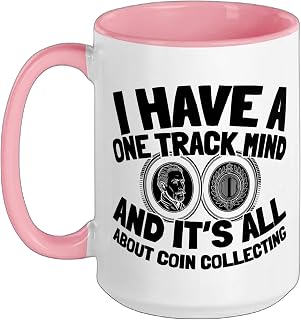 Numismatics History - Hobby Coin Collecting Ceramic Mug, Pink/White, 15oz
