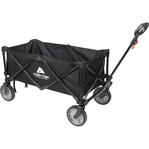 Ozark Trail Building Blocks Multi-Purpose Big Bucket Utility Cart Wagon, Durable and Foldable with 260 lbs Capacity, Telescoping Handle, and Heavy-Duty PVC Wheels