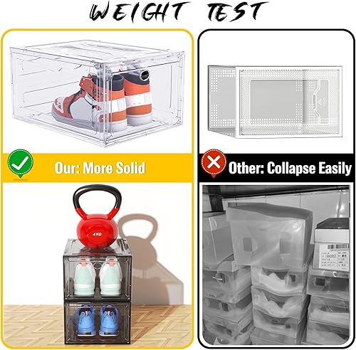 Miniatura 3 de ARSTPEOE Paquete de 9 organizadores de zapatos, almacenamiento de zapatos de plástico sólido mejorado, cajas de zapatos de plástico transparente