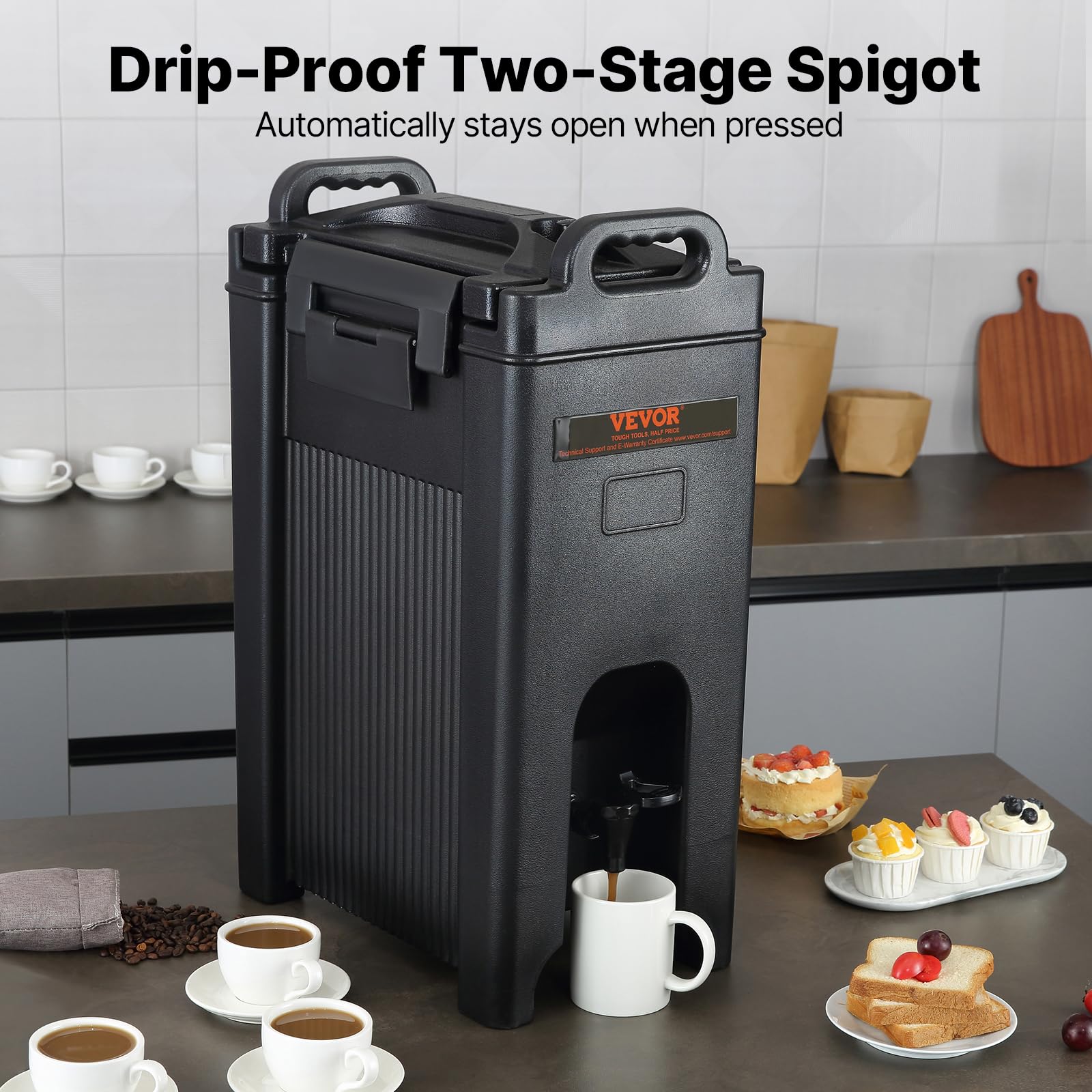 VEVOR Distributore per Bevande Isotermico con Rubinetto di Erogazione Capienza ca. 18,9L Materiale Alimentare per Buffet Festa Evento, Contenitore Isotermico per Distribuzione Bevande Calde/Fredde