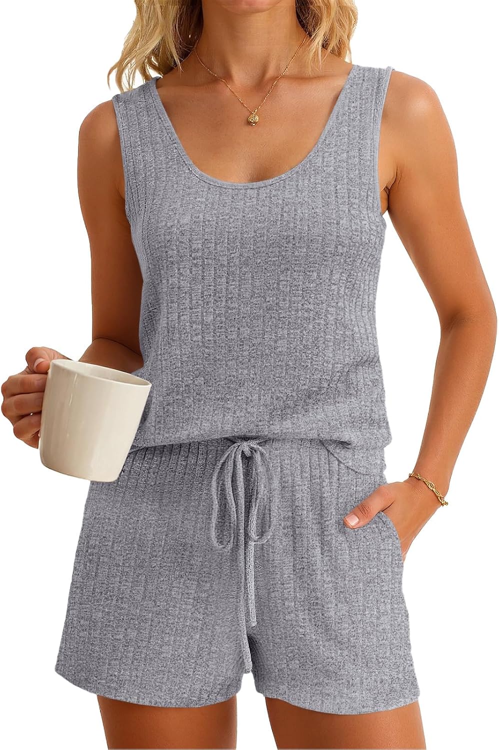Imily Bela Womens Pajama Sets 2 Piece Sleeveless Summer Pjs Ribbed Knit Tank Top and Shorts Cute Lounge Sleepwear Imily Bela Womens Pajama Sets 2 Piece Sleeveless Summer Pjs Ribbed Knit Tank Top and Shorts Cute Lounge Sleepwear