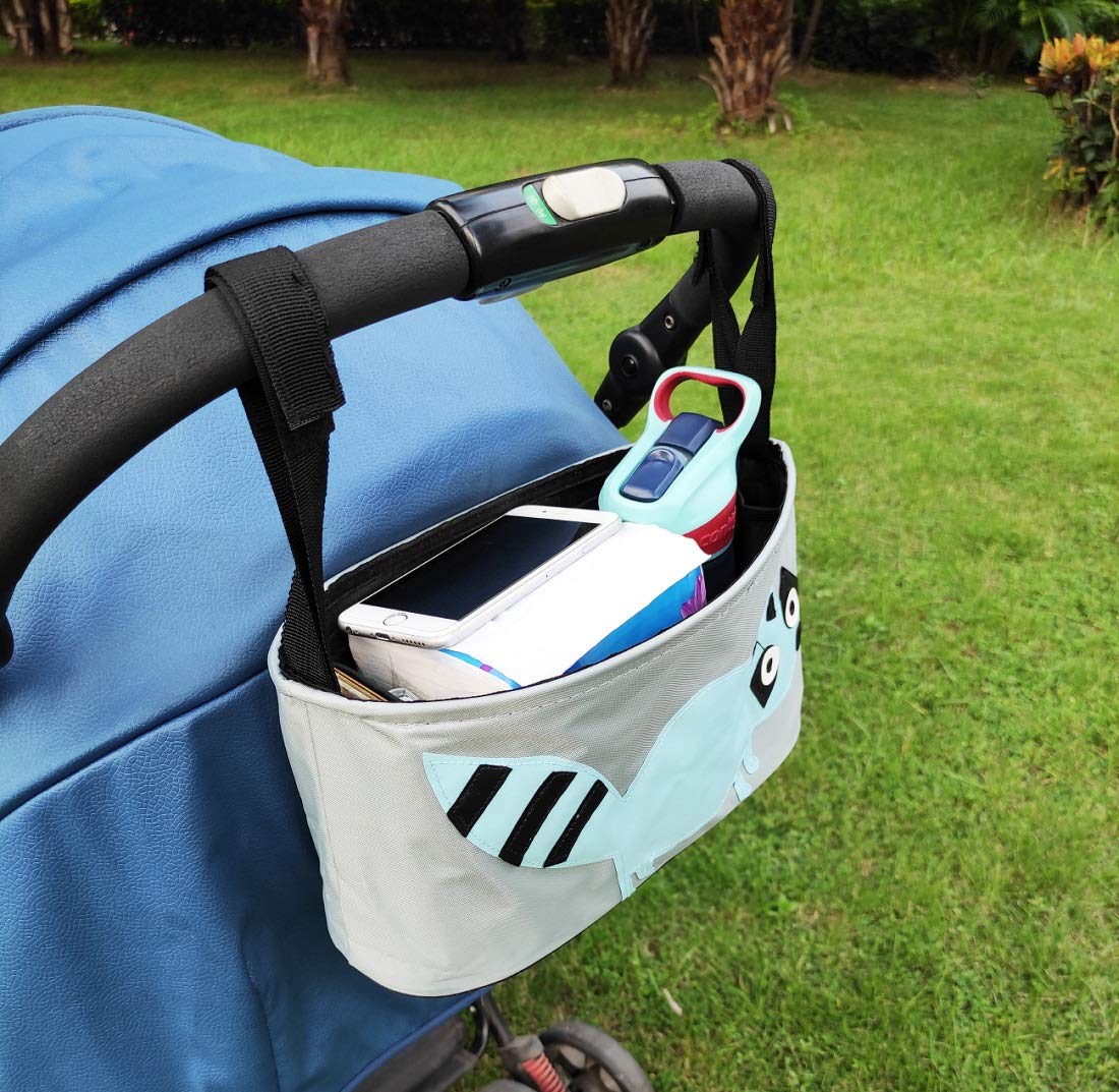 Borsa Portaoggetti Passeggino Universale,Organizzatore Passeggino Valco Con Porta Biberon Portabicchieri per Carrozzina, Resistente all' acqua（Fox)