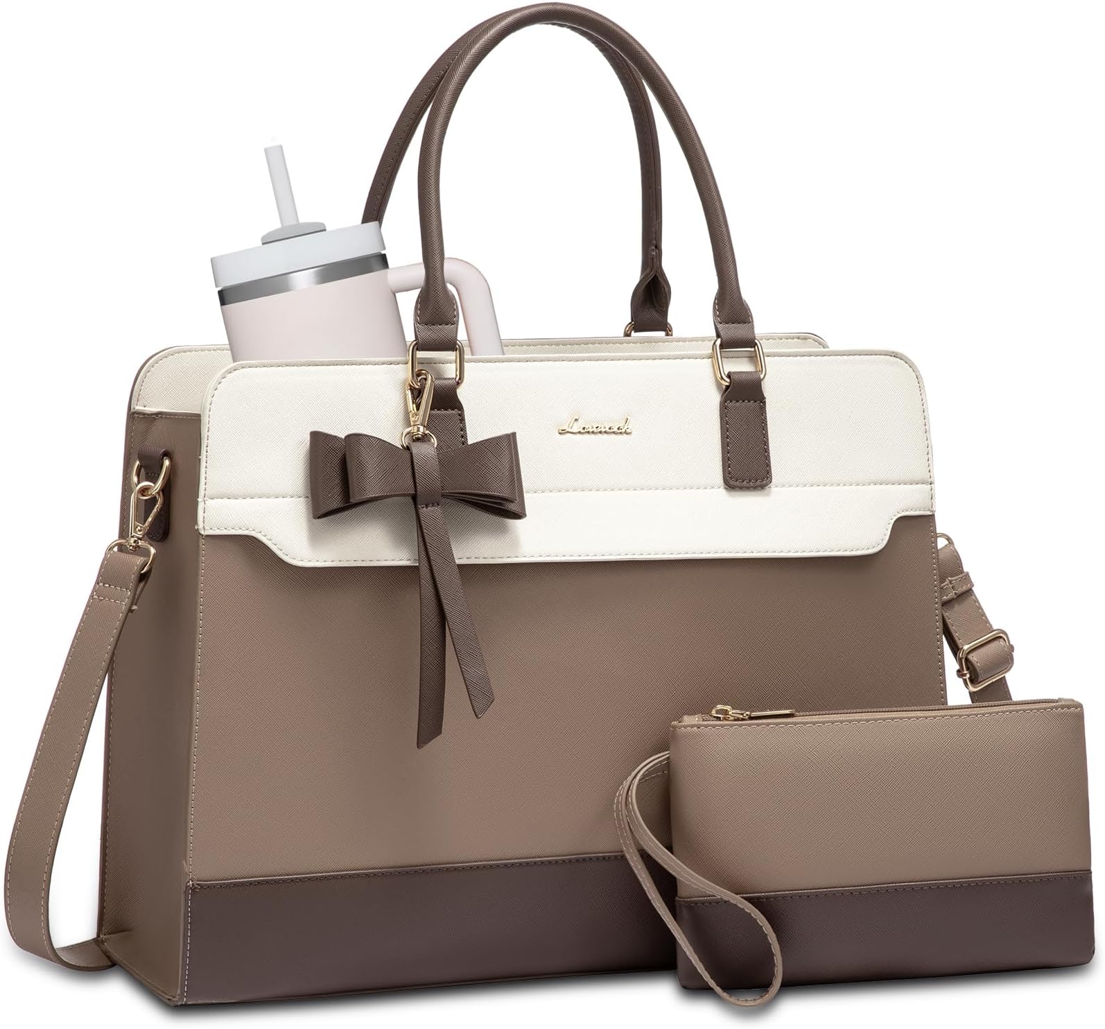 Laptop Handbags for Women, 15.6 Inch Ladies Work Bags Large Tote Bags with Compartments, PU Leather Womens Handbag Shoulder Bag for Office School Teacher Shopping Business