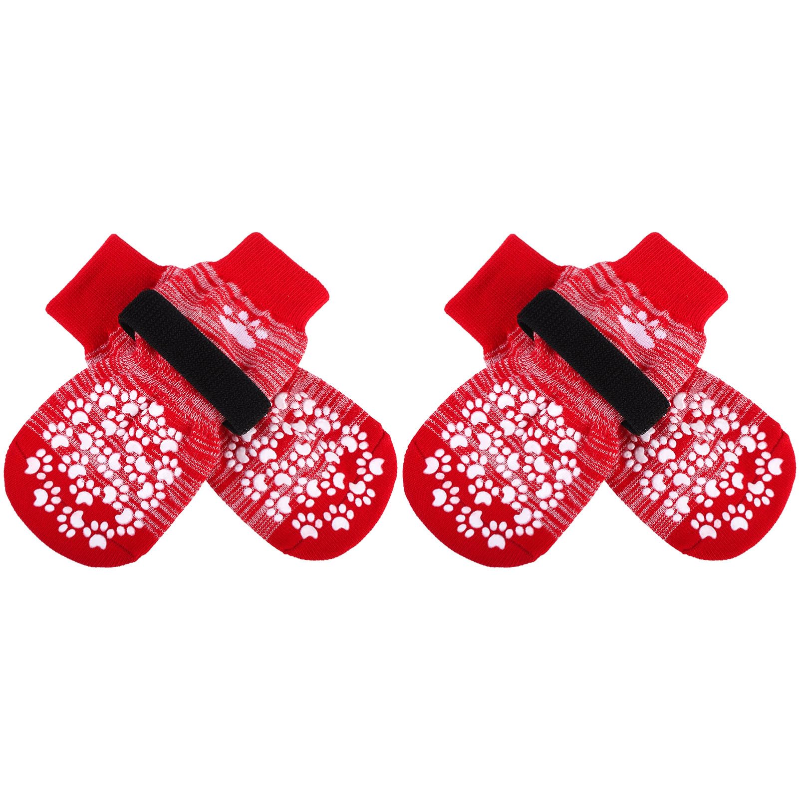 EXPAWLORER Anti-slip Dog Socks with Grips - Double Sides Gel Anti-slip Dog Boots for Hardwood Floors, Stop Licking Injured Paws, Soft Paw Protector with Extra Traction for All Breed Dogs (Red, XS)