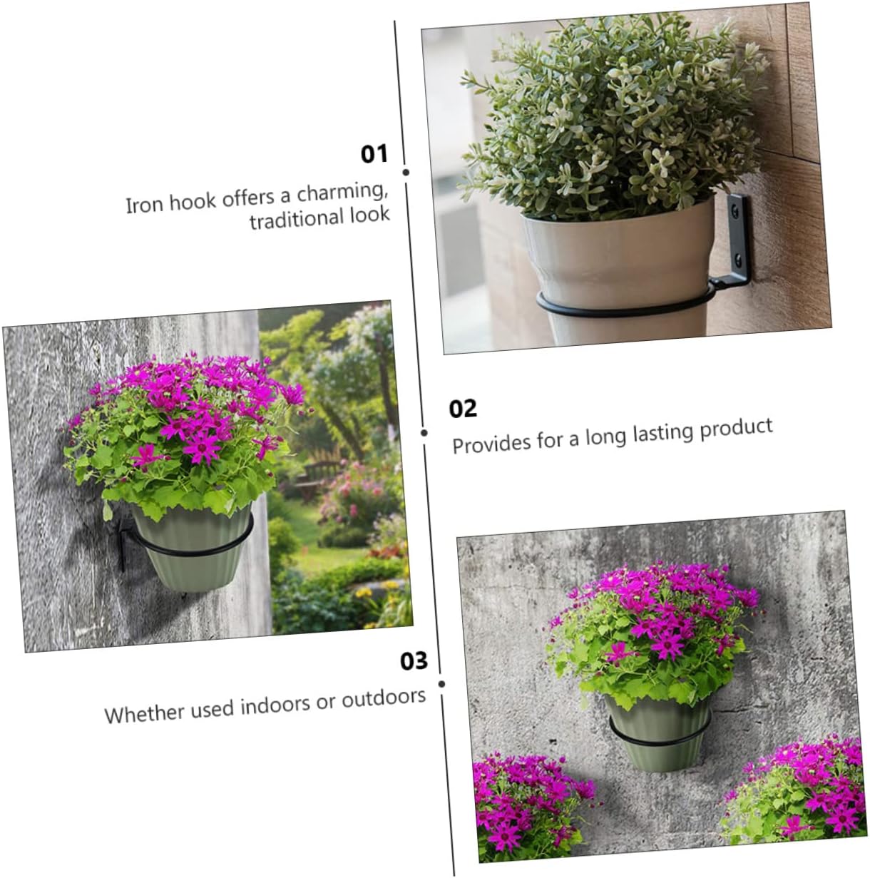 BESPORTBLE 6pcs Wall Mounted Planter Hook Bracket for Balconies and Gardens Flower Pot Holder for Indoor and Outdoor Use for Displaying Plants and Enhancing Outdoor Spaces