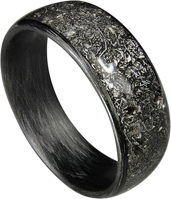 Gibeon Meteorite Carbon Fiber Mens Wedding Band