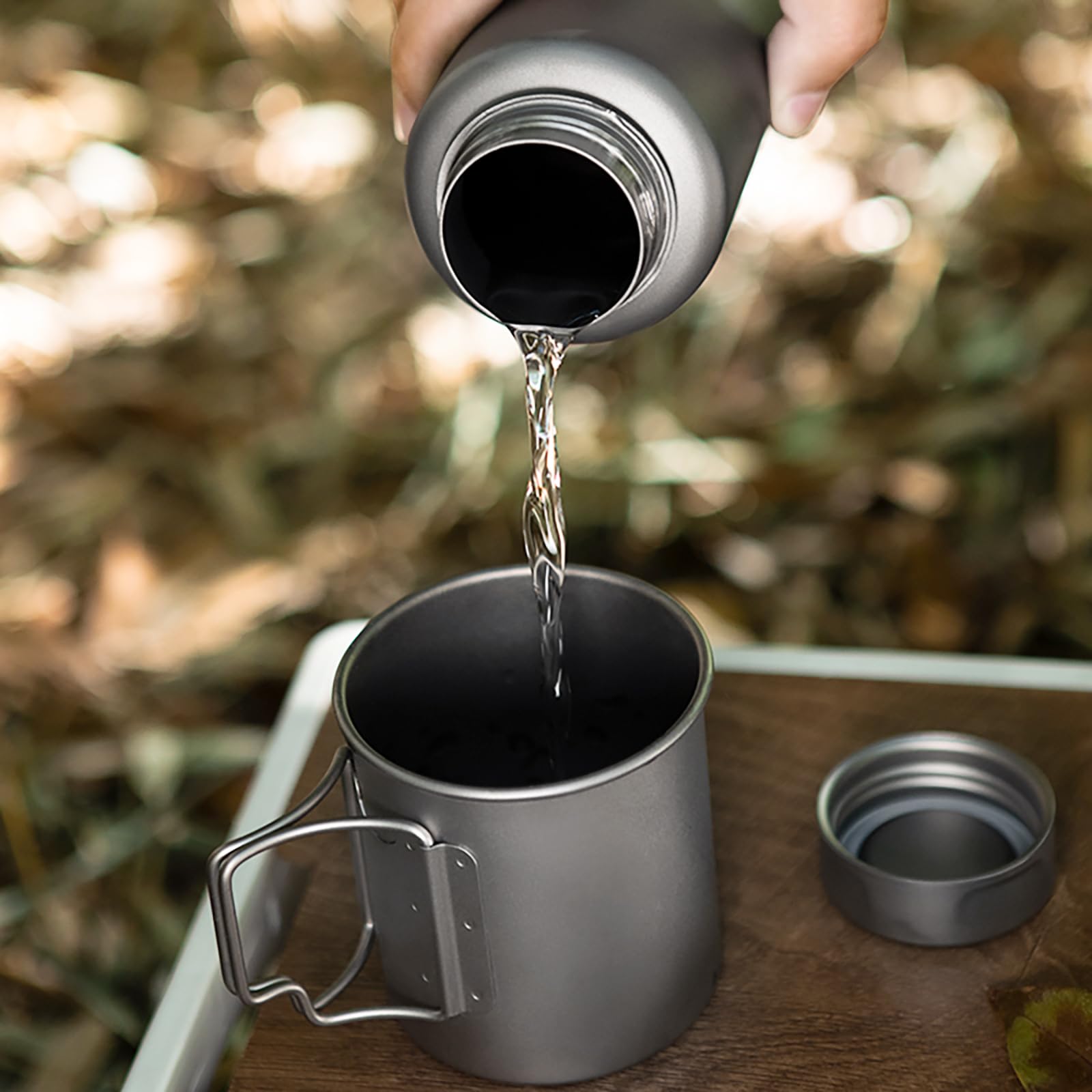 Bouteille d'eau en titane ultra légère et étanche pour camping, randonnée (1000 ml)