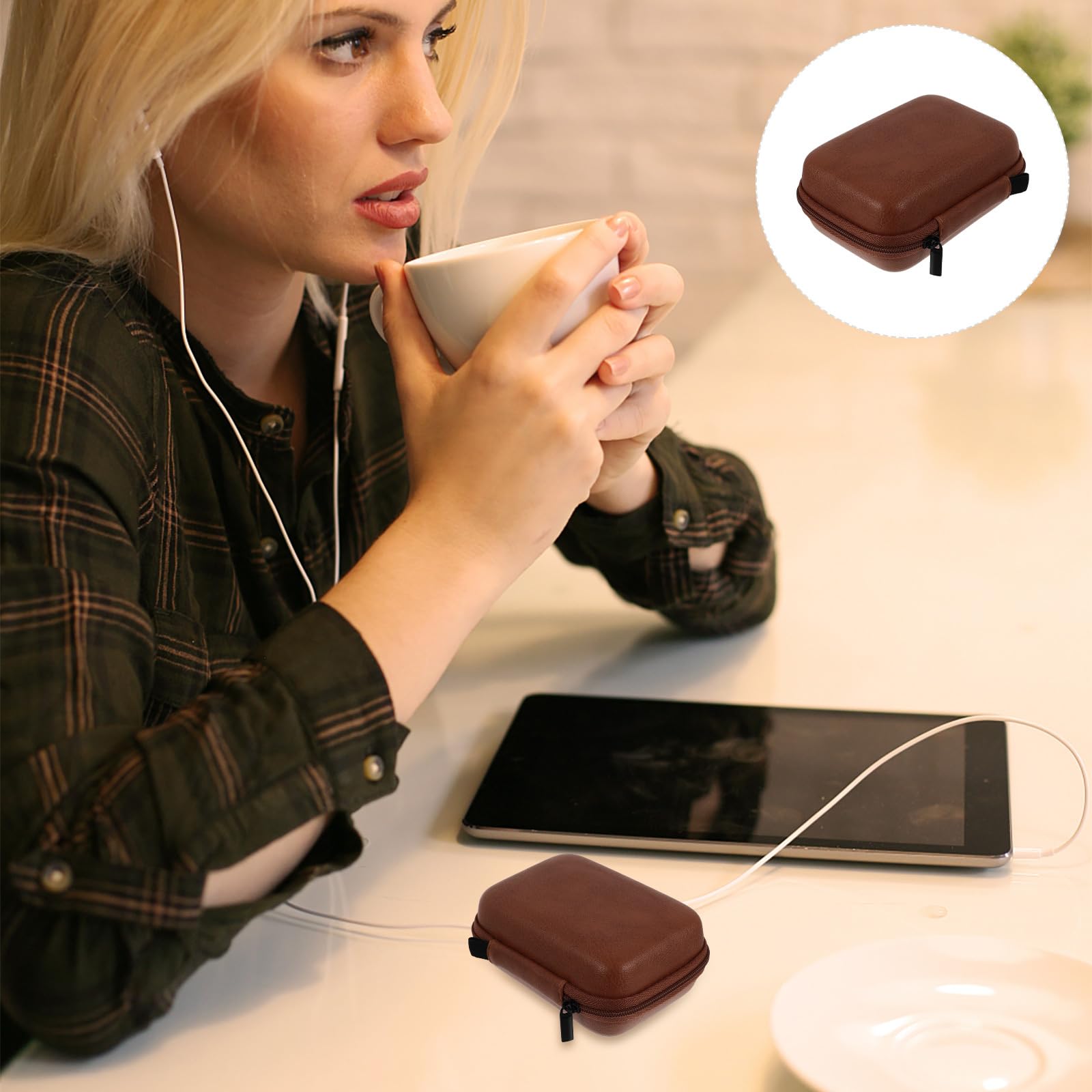 OSALADI 2Pcs Earbud Case Hard,Cable Headphones Small Hard Case,Storage Bag,Electronics Accessories Bag for Headphone,Earphone Carrying Case,Pu Leather