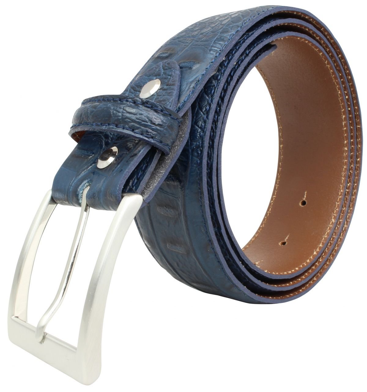 BELTINGER Gürtel mit Edelstahl-Gürtelschnalle und Krokoprägung 4 cm | Leder-Gürtel 40mm Kroko-Optik | Kroko-Muster 4cm