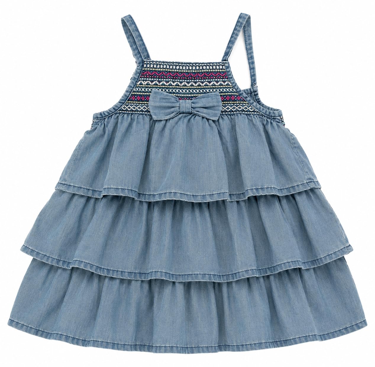 Mayoral Vestito Bambina in Cotone, Abito con Ricamo e Gonna a Balze, Stile Elegante per Primavera Estate