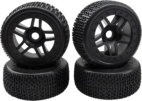 4 قطع من إطارات ShareGoo OD 4.4 1/8 Buggy، وحواف عجلات سداسية مقاس 17 مم ومجموعة إطارات مطاطية متوافقة مع Redcat Teamc Losi HPI Kyosho HSP Hobao Arrma 1/8 RC Off Road Buggy Car Style 1