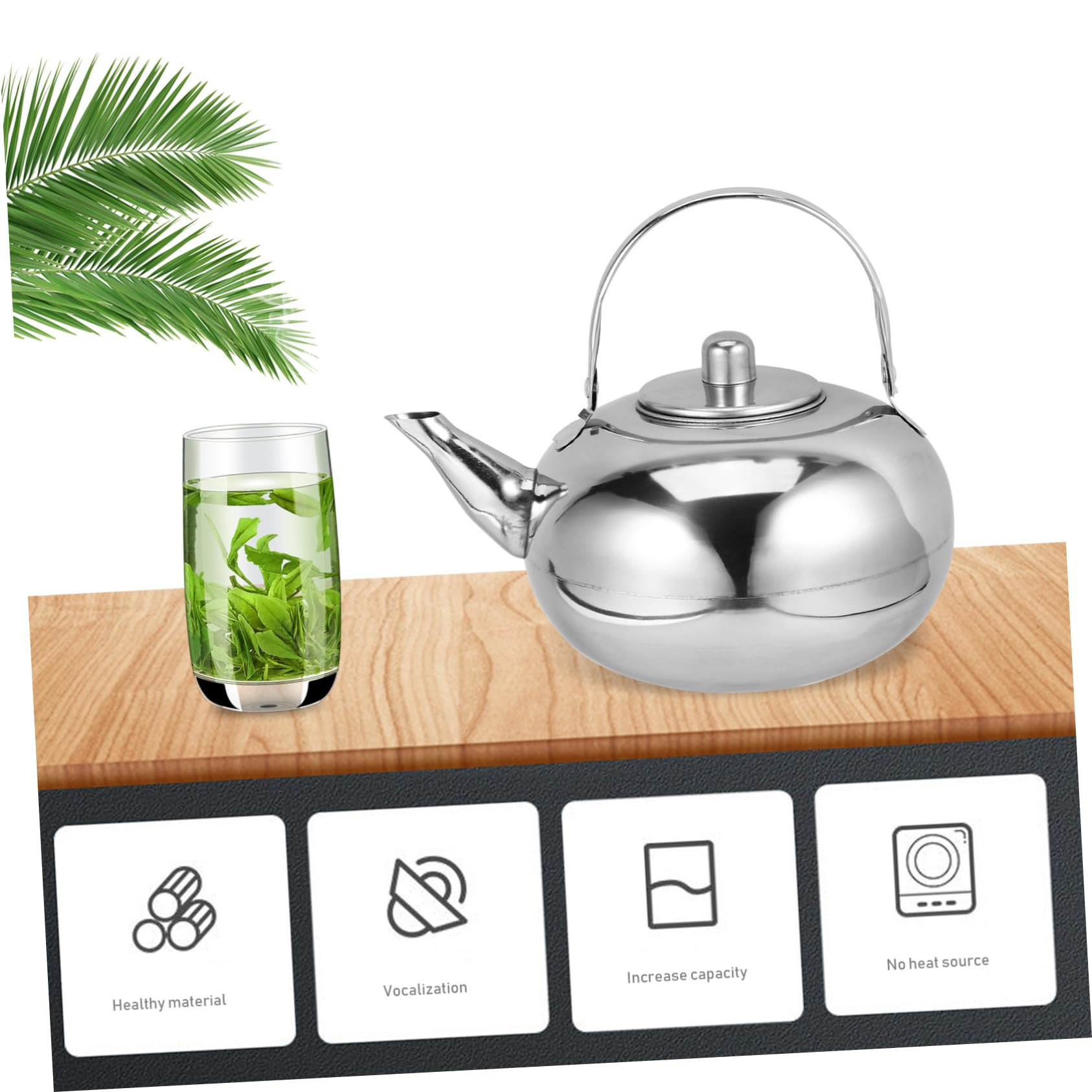 KICHOUSE Stovetop Kettle 2l Insulated Stainless Steel Pot Tea Pot for Kitchen Restaurant Hotel