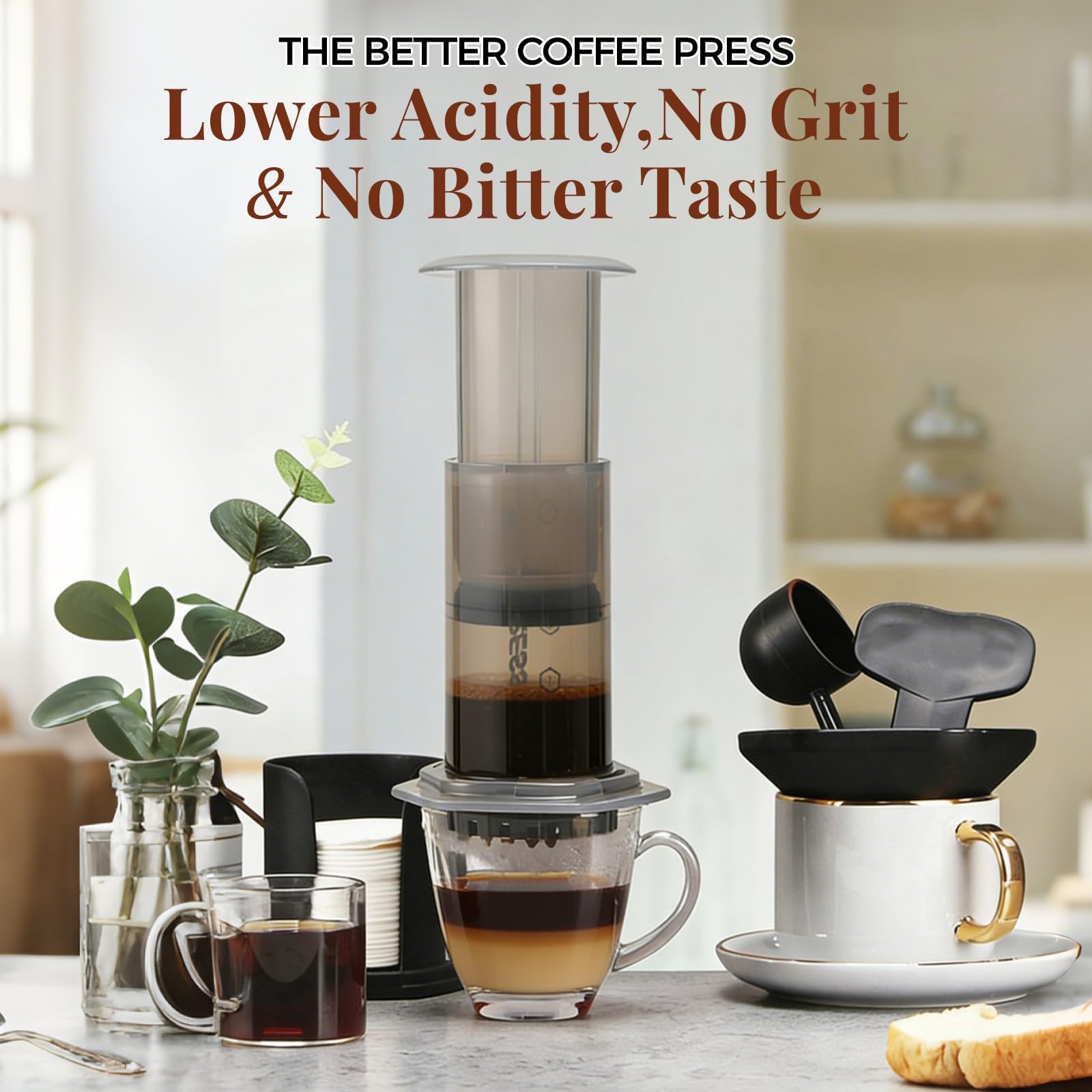 Prensa de café, cafetera y máquina de café espresso, kit de prensa de café portátil de viaje para café molido, método de preparación 3 en 1, combina prensa francesa