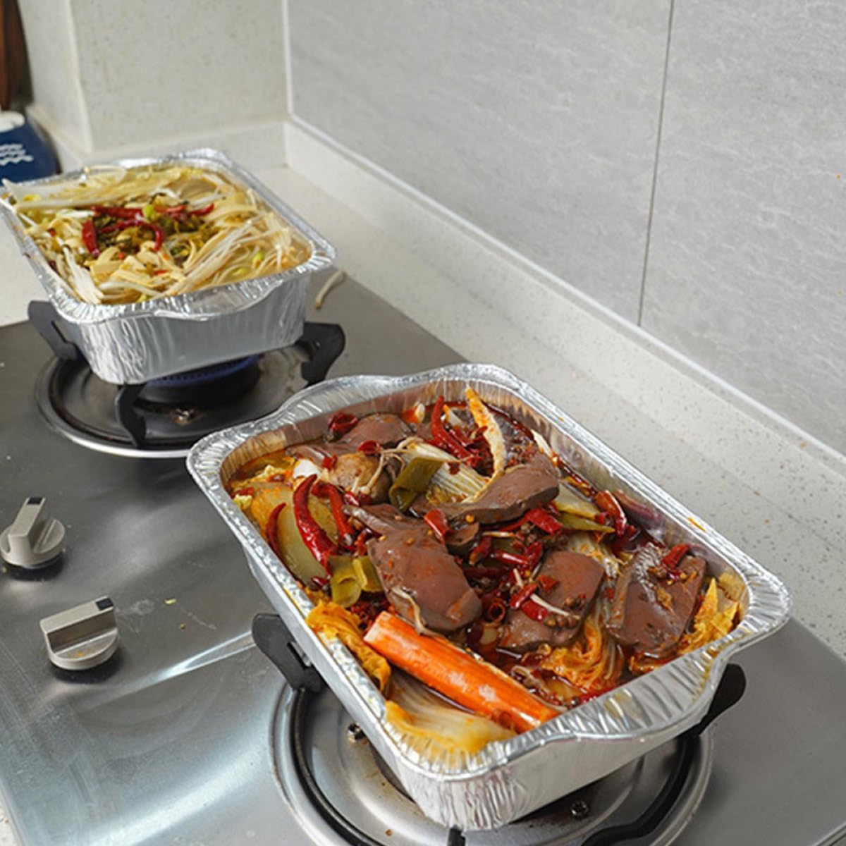Aluminum Foil Baking Pan with Lid 2500ml Silver for Oven