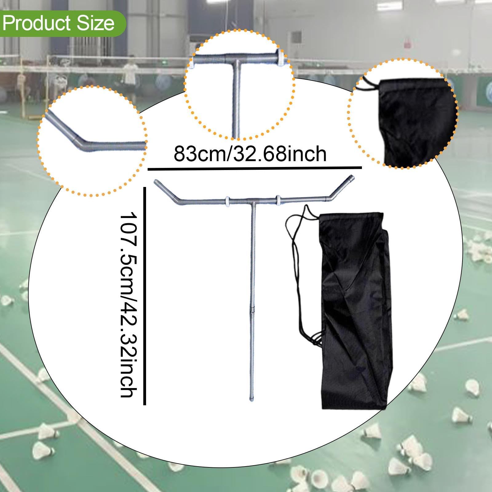 Yiju Badminton Ball Collector Ball Picker Tennis Removable with Storage Bag, Sweeping Machine Sweeper for Backyard Indoor Outdoor, Gray