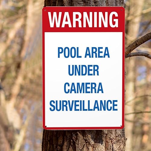 Miniatura 6 de Letrero de vigilancia de la zona de la piscina, letrero de seguridad para piscina, letrero de advertencia de aluminio retro, letrero de metal de