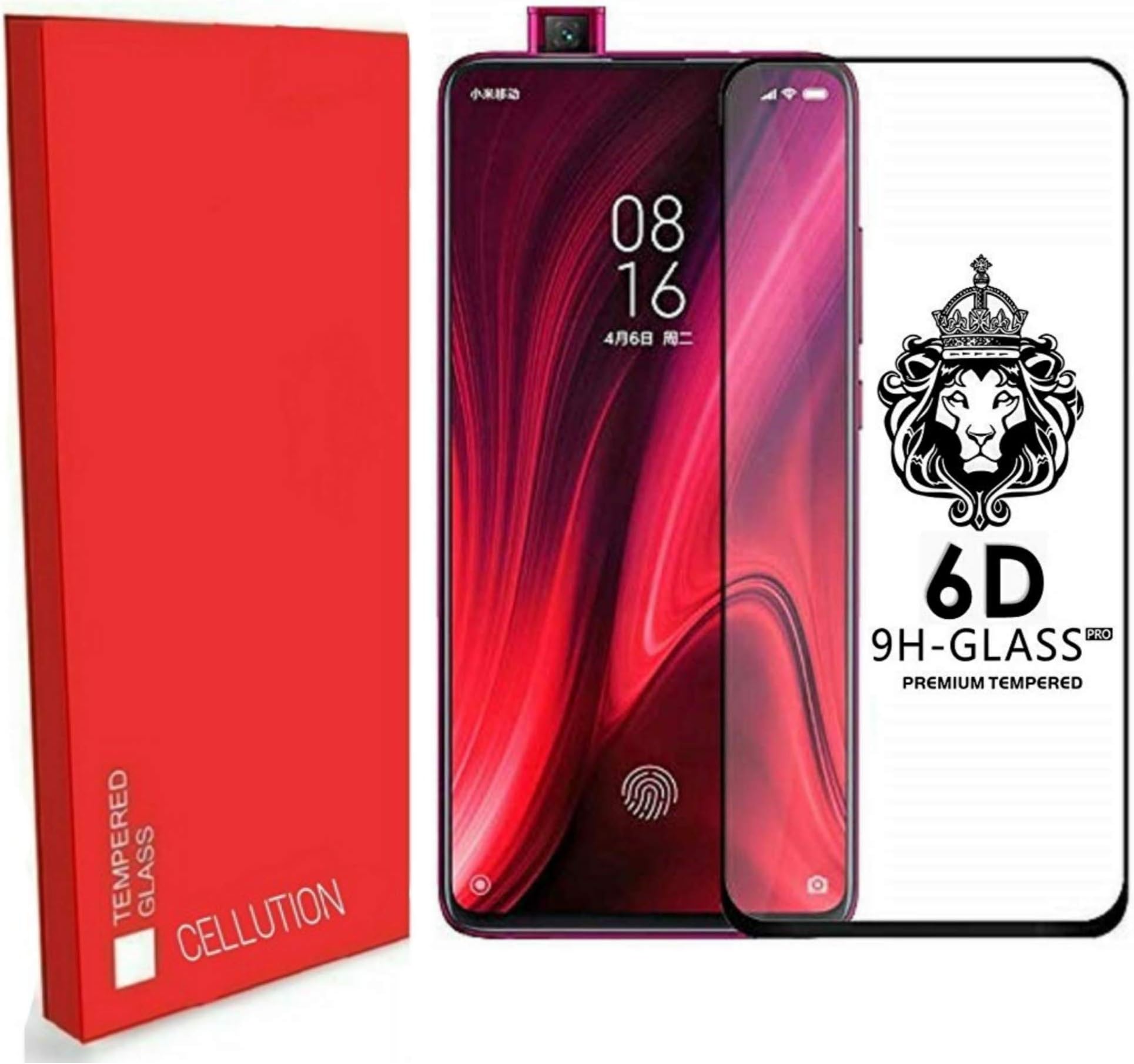 cellution 6d tempered glass with 9h hardness full glue edge to edge full screen coverage screen protection for xiaomi redmi k20 / k20 pro (black)