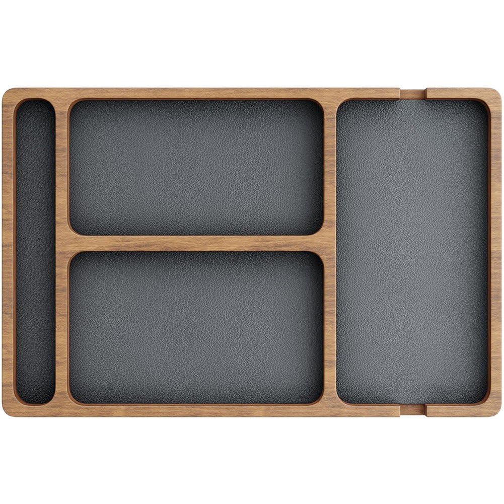 Plateau de rangement à 4 compartiments en bois pour table de nuit