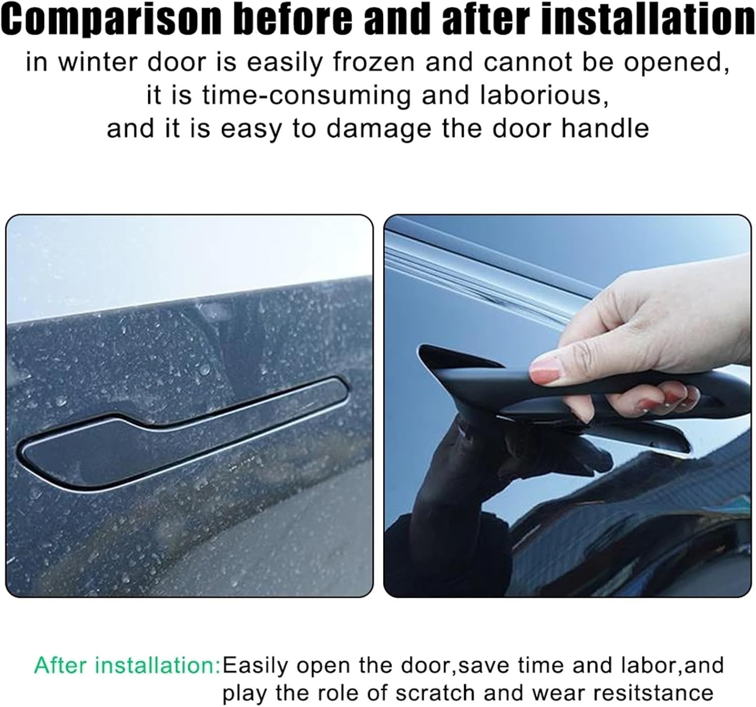 車のドアハンドルプロテクターカバーハンドルステッカー、 Model 3 Model Y 2021に対応