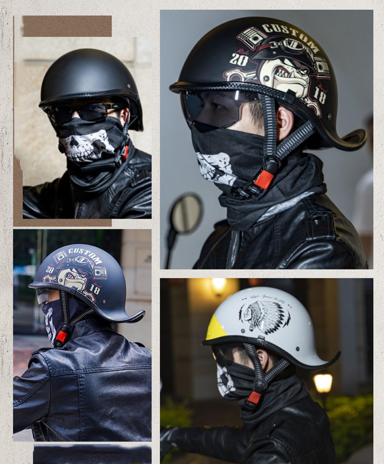 Casco Jet De Motocicleta Homologado Dot/ECE Casco Moto Vintage con Gafas,Cascos Jet Retro,Cascos Moto Hombre,Casco Aleman Moto para Crucero Chopper Ciclomoter